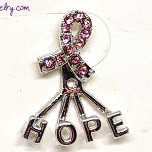 Just Jewelry Pink Rhinestone Cancer Ribbon Stud HOPE Ear Jacket Earrings